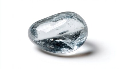 Tiny crystal pebble isolated on white background