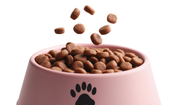 Pet Food in a Bowl, Dry Kibble for Dogs and Cats, Nutritious Animal Diet