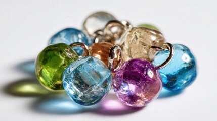 Tiny glass charm cluster isolated on white background