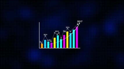 Business growth analysis (2014–2017). Projection of business performance trends across 4 years using charts and analytics. Representing Business Growth and Financial Data. Graph showing year.