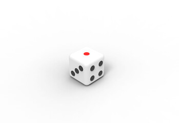 game die top view with shadow 3d render