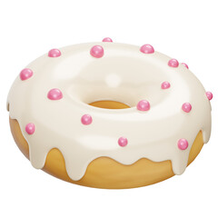 A Delicious Vanilla Glazed Donut With Pink Sprinkles And A Transparent Background Ready For Your Design Projects