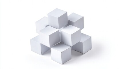 Obraz premium Tiny paper cube cluster isolated on white background