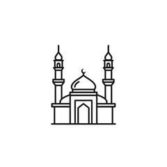 Mosque Outline Icon – Islamic Architecture Vector Symbol for Ramadan and Eid Designs