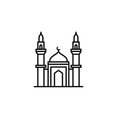 Mosque Outline Icon – Islamic Architecture Vector Symbol for Ramadan and Eid Designs