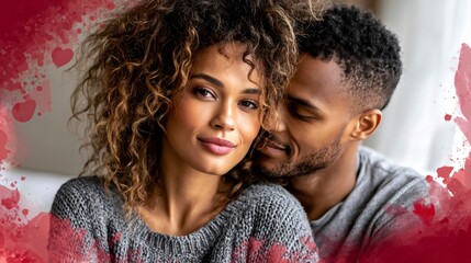 Romantic couple embracing feeling love and intimacy