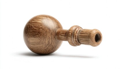 Tiny wooden key orb isolated on white background