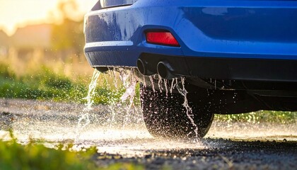 Car Exhaust Water Splash Vehicle Emission and Environmental Impact