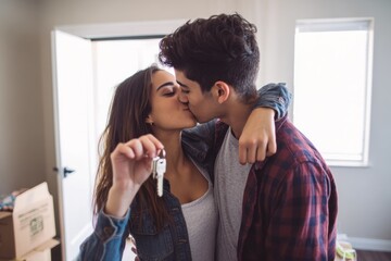 Young Arabian Couple Holds New Home Keys