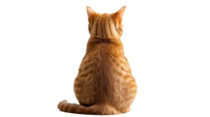 Adorable Ginger Cat Rear View Sitting Down Furry Orange Pet Domestic Animal Companion