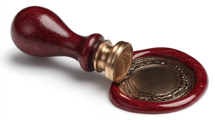 Wax seal stamp piece isolated on white background