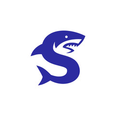 Creative vector logo of a shark forming the letter S in modern minimalist design