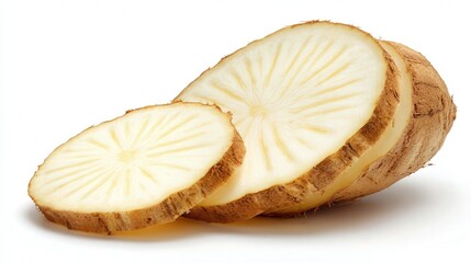 Yacon slice isolated on white background