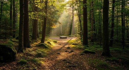 Tranquil forest scene for international stress awareness day inspiration and calm