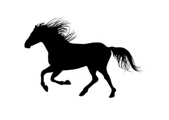 走る馬のシルエット