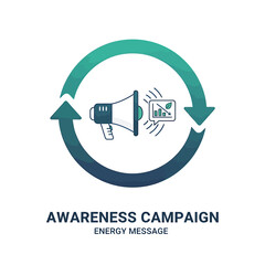 2D flat icon of a megaphone with an energy message in vector