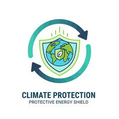 2D flat icon of Earth with a protective energy shield in vector