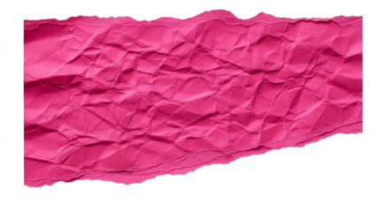 Crinkled pink paper torn edge isolated on transparent background