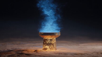 Magical small pedestal. Podium with arcane aura. Ritual. Occult