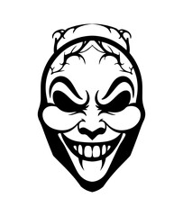 Evil Smiling Mask&ndash; Dark Horror Face Illustration
