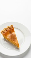 Delicious pumpkin pie slice for thanksgiving celebration and festive autumn design