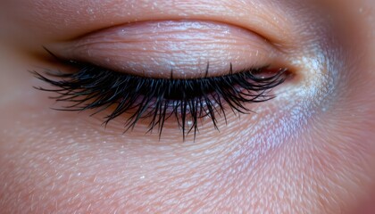 Closeup of a Beautiful Female Eye with Long Lashes and Subtle Makeup Highlighting Elegance
