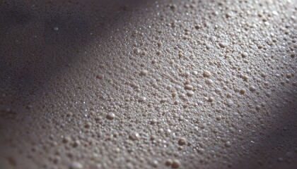 Abstract Close-Up of a Brown Liquid Surface with Bubbles and Light Reflections