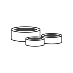 Three circular containers