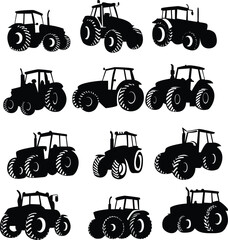 Heavy Farm Equipment Silhouette Vector Artwork
