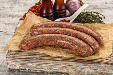 Raw beef and lamb sausages