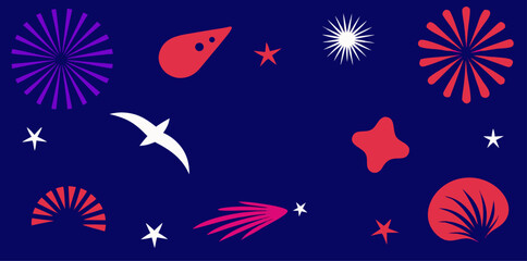 Abstract festive elements on dark blue background celebration