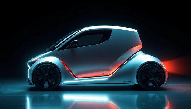 Sleek, futuristic electric truck with advanced aerodynamics, heavy duty, clean energy