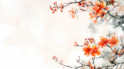 Delicate Peach Blossom in Watercolor Style