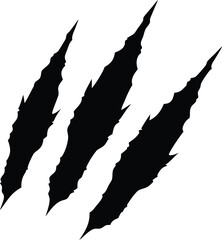 Claw scratches silhouette. Vector predator mark icon