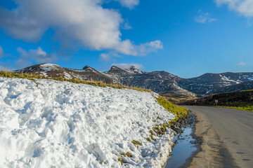 South Africa winter snow landscape in Golden Gate national park in Clarens