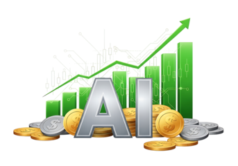 Artificial intelligence concept with brain shape isolated on transparent background