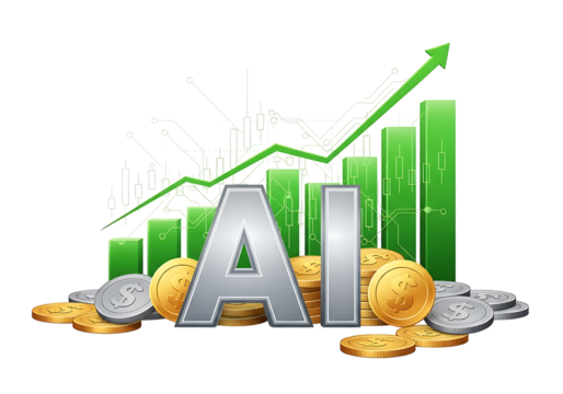 Artificial intelligence concept with brain shape isolated on transparent background