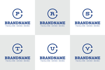 Letters CP CR CS CT CU CV Monogram Logo Set, for PC RC SC TC UC VC initials