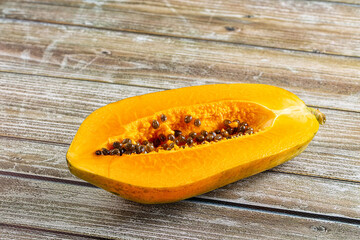 Ripe sweet papaya fruit slice
