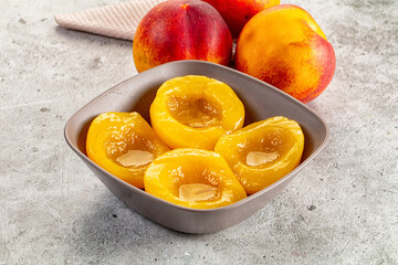 Sweet juicy canned peaches dessert