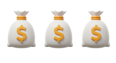Money bags symbol: Three money bags emblazoned with the dollar sign, standing for wealth and financial abundance. This image symbolizes financial success and prosperity.