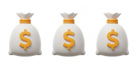 Money bags symbol: Three money bags emblazoned with the dollar sign, standing for wealth and financial abundance. This image symbolizes financial success and prosperity.
