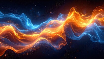 Abstract Blue And Orange Energy Waves