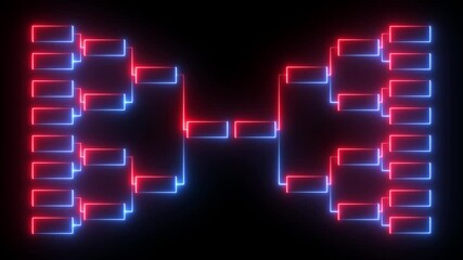glowing neon team Tournament bracket templates isolated on black background. Tournament Bracket Chart icon. Championship bracket schedule for football, basketball, baseball or tennis. - Powered by Adobe