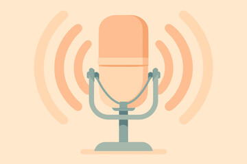 Flat sound tones podcast vector spreading simple illustration microphone soft abstract minimalist