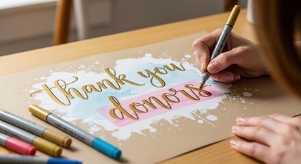Thank you donors hand lettering art for gratitude cards or posters