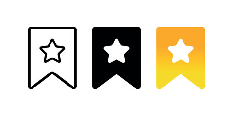 Favorite Bookmark Icon, Star Ribbon UI Symbol for Web and Mobile