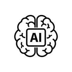 Vector art of artificial intelligence concept a stylized brain with ai in a square, , symbolizing advanced technology and innovation