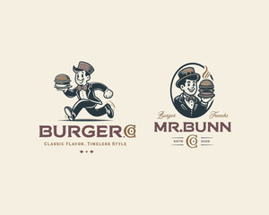 French burger mascot logo template