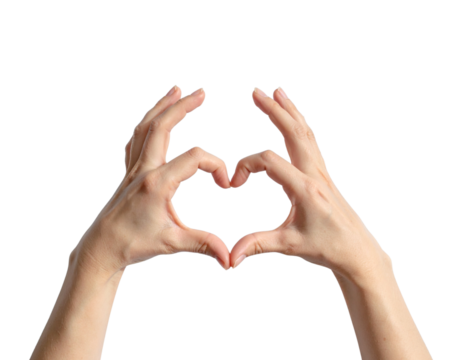 isolated hand symbol forming a heart or love